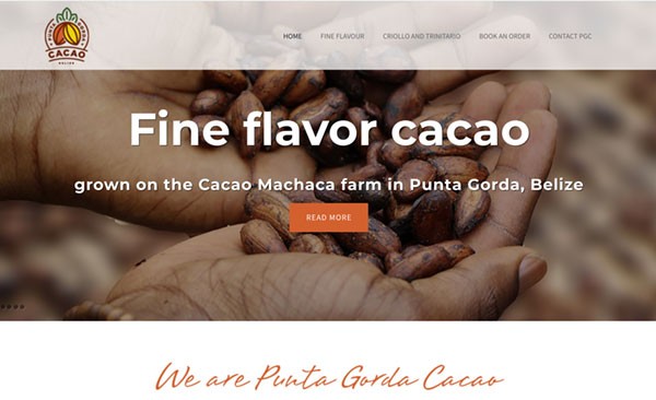 Punta Gorda Cacao website homepage