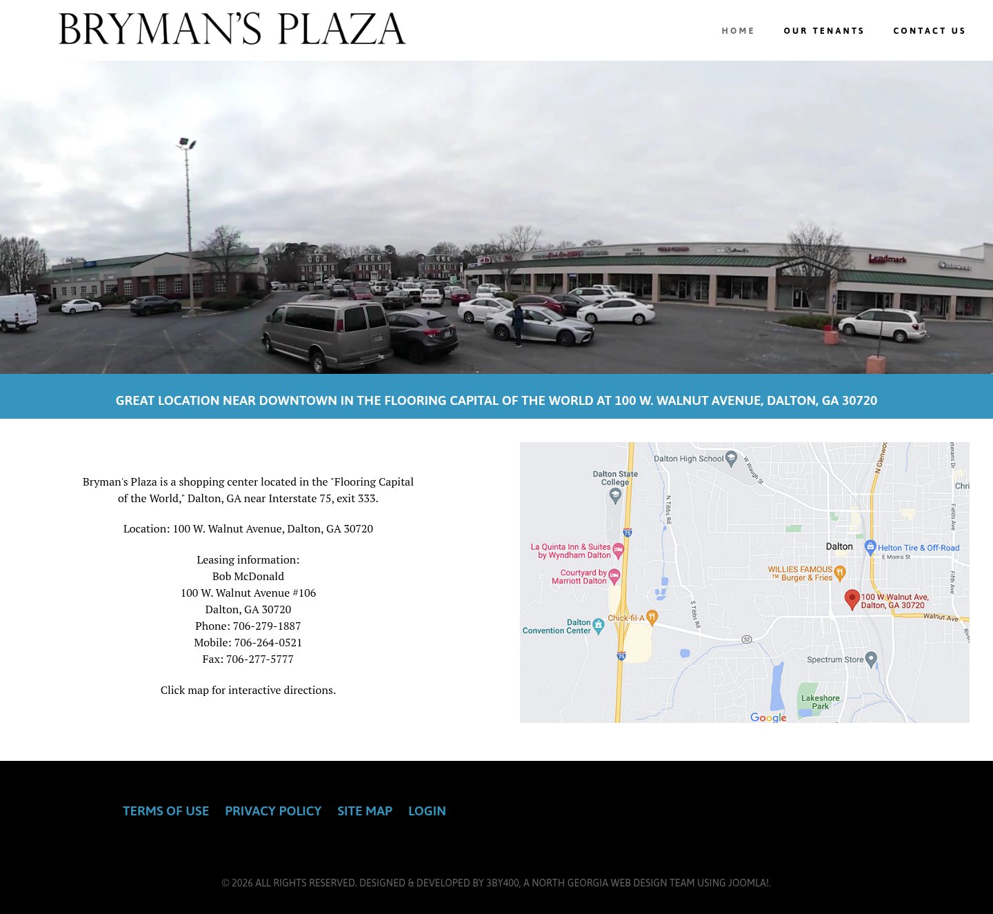 Bryman's Plaza home page on desktop