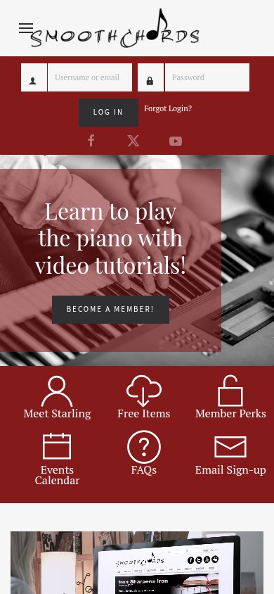 Smooth Chords home page on a phone