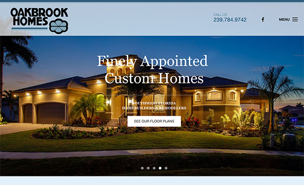 Oakbrook Custom Homes website